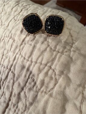 Macy's Black Crystal Gold-Tone Square Stud Earrings - Women Jewelry
